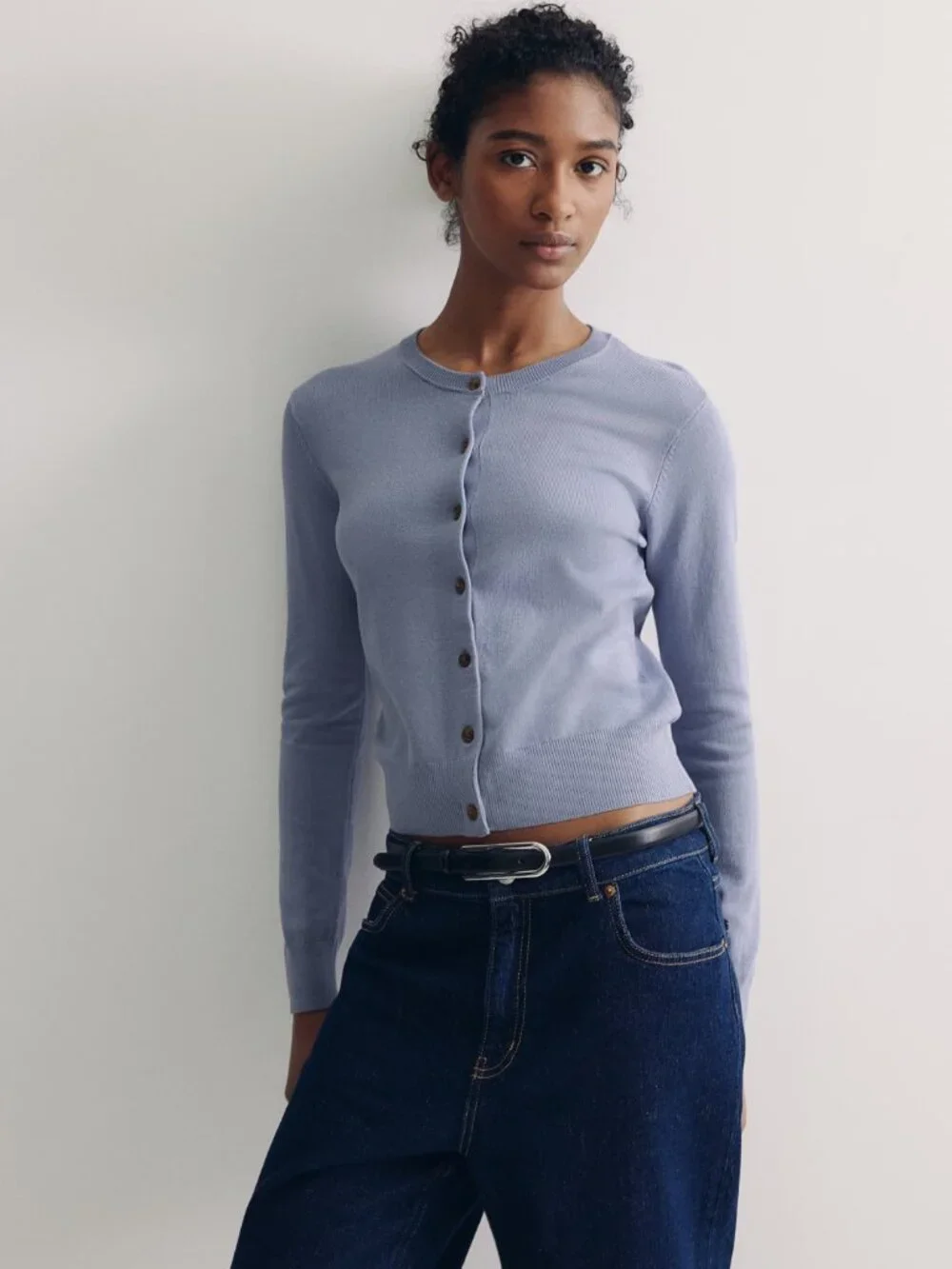 H&M Fine Knit Cardigan Light Dusty Blue Soft Viscose Blend Size S - Picture 12 of 16